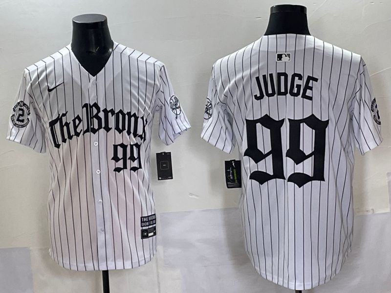 Men 2025 New York Yankees #99 Judge White Stripe Five generations Joint Name Nike MLB Jersey style 05->los angeles dodgers->MLB Jersey